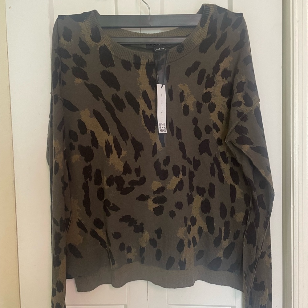 SANCTUARY Olive Green Animal Print Sweater,new
